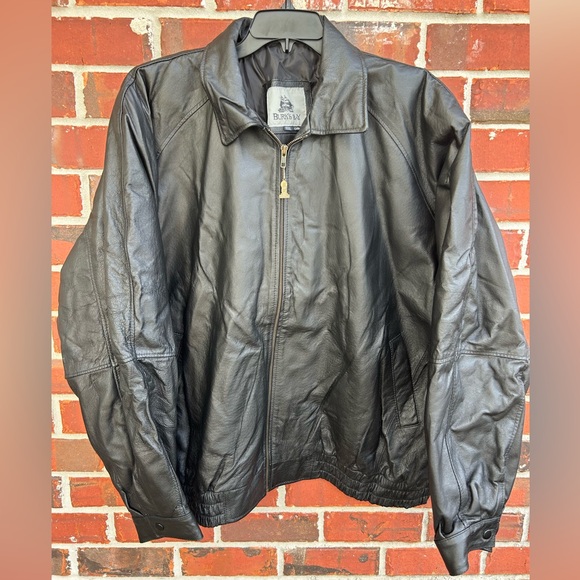 Burk’s Bay Men’s Big & Tall Long Sleeve Full Zip 5XL Black Leather Jacket Coat - Picture 9 of 9